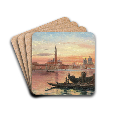 Venedig i solnedgangen by Carl Frederik Aagaard Drink Coasters - set of 4 Venedig i solnedgangen by Carl Frederik Aagaard Drink Coasters - set of 4