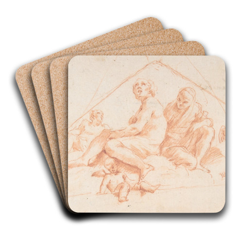Seated Apostles and Putti by Giovanni Lanfranco Art Drink Coaster set Seated Apostles and Putti by Giovanni Lanfranco Art Drink Coaster set