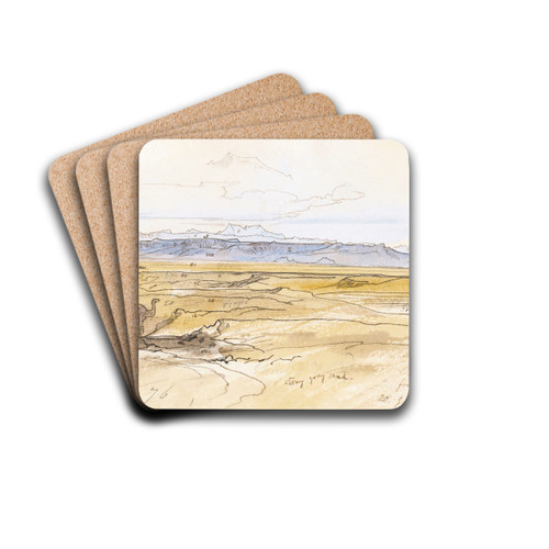 Gebel Serbal From Above Wadi Useit, Eygpt by Edward Lear Drink Coasters - set of 4 Gebel Serbal From Above Wadi Useit, Eygpt by Edward Lear Drink Coasters - set of 4