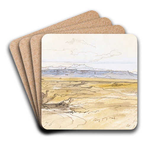Gebel Serbal From Above Wadi Useit, Eygpt by Edward Lear Art Drink Coaster set Gebel Serbal From Above Wadi Useit, Eygpt by Edward Lear Art Drink Coaster set