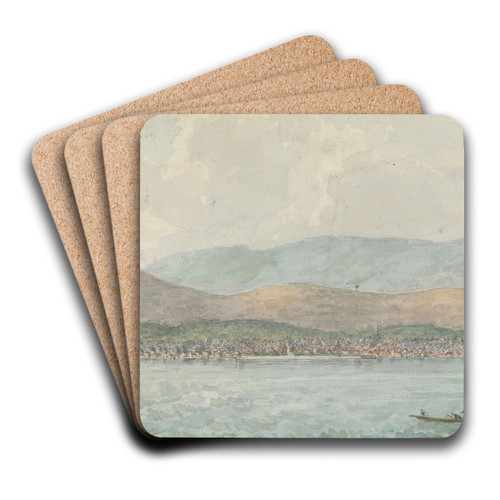 View of a Harbour and Town From the Sea, Turkey by Willey Reveley Art Drink Coaster set