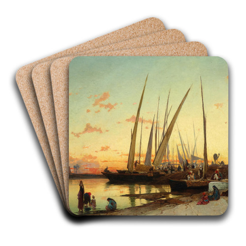 Egypt, on the Banks of the Nile by Hermann David Salomon Corrodi Art Drink Coaster set Egypt, on the Banks of the Nile by Hermann David Salomon Corrodi Art Drink Coaster set