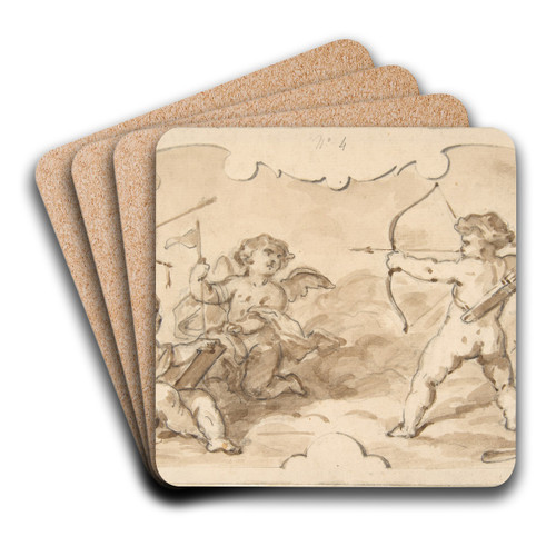 Design of putti at play by Jules-Edmond-Charles Lachaise Art Drink Coaster set