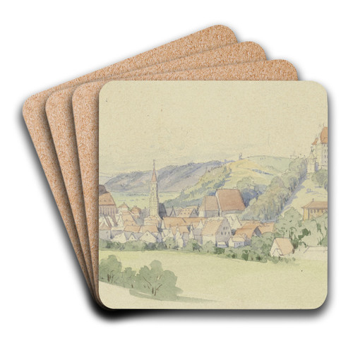 View of Landshut by Eugen Klimsch Art Drink Coaster set
