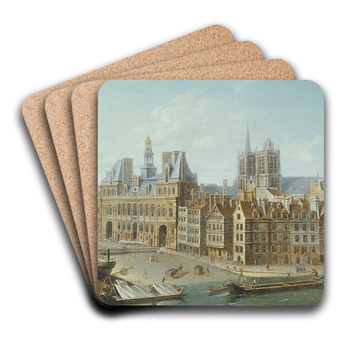 L'Htel de Ville et la place de Grve (actuelle place de l'Htel de Ville) by Nicolas Jean-Baptiste Raguenet Art Drink Coaster set L'Htel de Ville et la place de Grve (actuelle place de l'Htel de Ville) by Nicolas Jean-Baptiste Raguenet Art Drink Coaster set