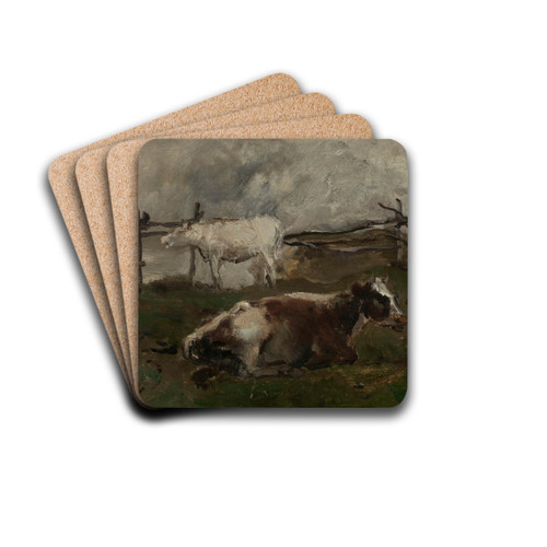 Koeien in de weide by Charles Franois Daubigny Drink Coasters - set of 4