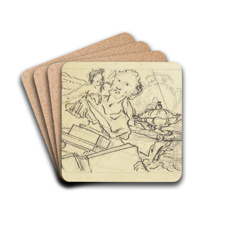 Bste eines brtigen Mannes (Sueton) auf einem zerbrochenen Sockel by Paul Egell Drink Coasters - set of 4