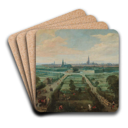 Panoramic View of Antwerp from the East by Jan Wildens Art Drink Coaster set