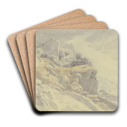Blick vom Gebirge auf ein Flutal in Spanien by Peter Burnitz Art Drink Coaster set