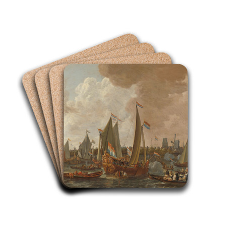 Arrival of Charles II, King of England, in Rotterdam, 24 May 1660 by Lieve Pietersz. Verschuier Drink Coasters - set of 4