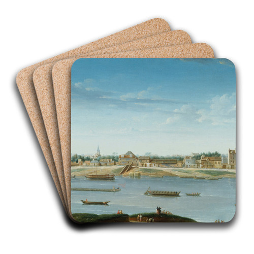 Le Port Saint-Bernard, vu de l'Arsenal by Nicolas Jean-Baptiste Raguenet Art Drink Coaster set