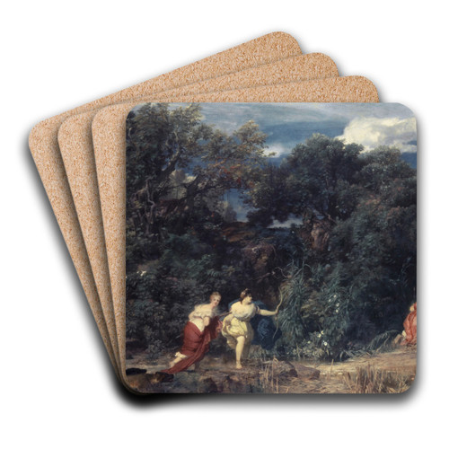 Dianas Hunt by Arnold Bcklin Art Drink Coaster set
