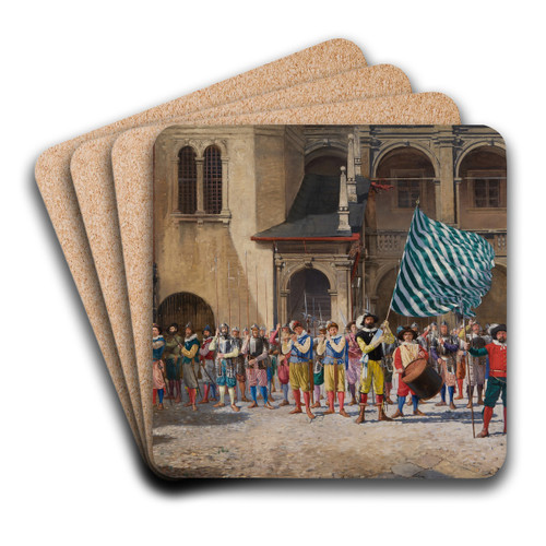 Landsknecht und Fhnrich by Adolf Pirsch Art Drink Coaster set