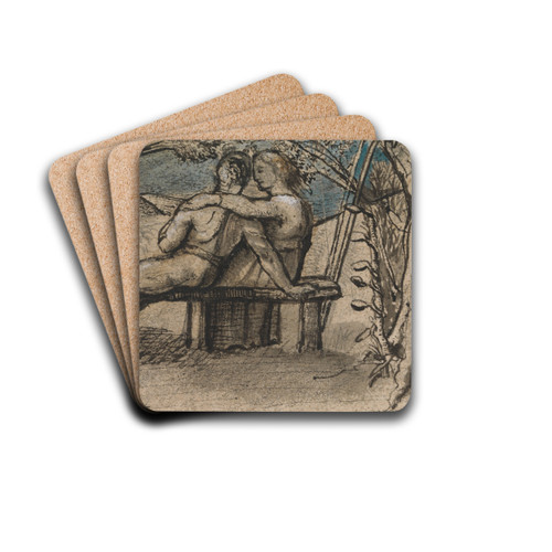 Shepherd and Shepherdess by Moonlight by Welby Sherman Drink Coasters - set of 4