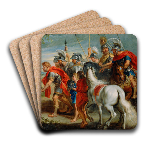 David Meeting Abigail by Follower of Peter Paul Rubens Art Drink Coaster set