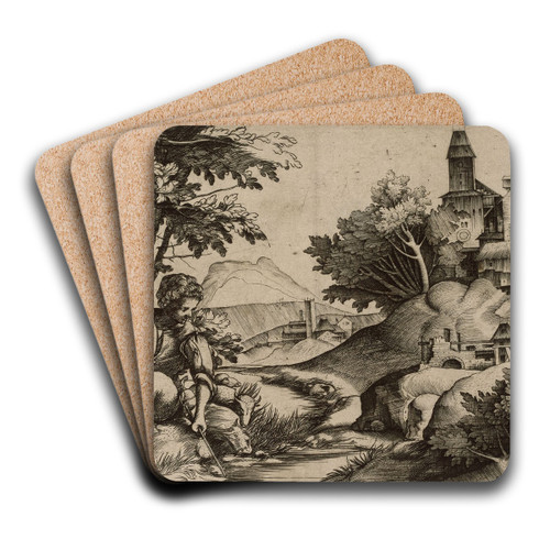 Concert by a brook by Giulio Campagnola Art Drink Coaster set
