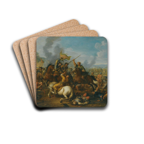 A Battle Scene Between Christians And Turks by Christian Reder Drink Coasters - set of 4