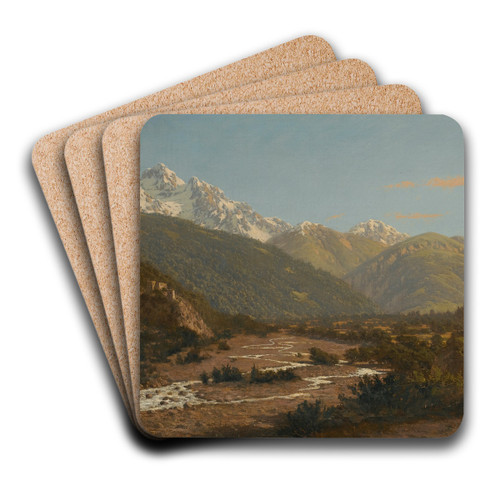 A View Of Mount Karaugom, Caucasus by Petr Petrovich Vereshchagin Art Drink Coaster set A View Of Mount Karaugom, Caucasus by Petr Petrovich Vereshchagin Art Drink Coaster set