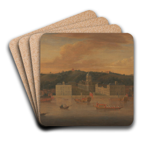 A view of Greenwich from the River with many Boats by Jan Griffier Art Drink Coaster set