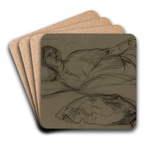 Femme allonge by Pierre Puvis de Chavannes Art Drink Coaster set Femme allonge by Pierre Puvis de Chavannes Art Drink Coaster set