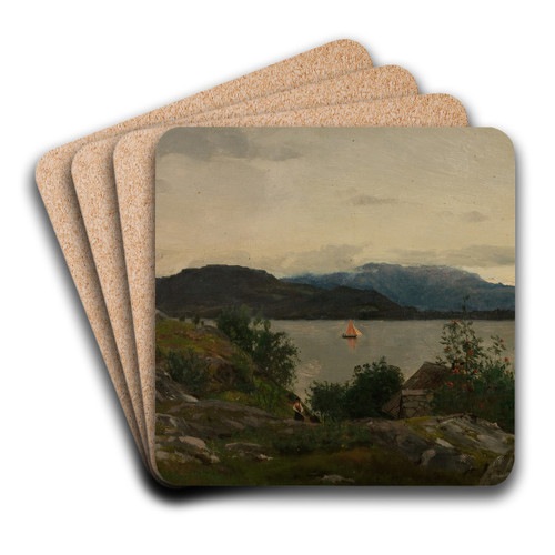 Gjermundshavn, Hardanger by Amaldus Nielsen Art Drink Coaster set