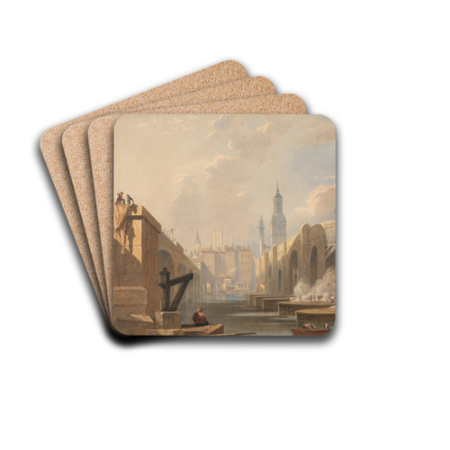 Old and New London Bridge by Edward William Cooke Drink Coasters - set of 4