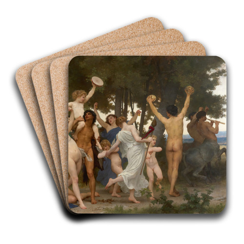 La Jeunesse de Bacchus (The Youth of Bacchus) by William Bouguereau Art Drink Coaster set