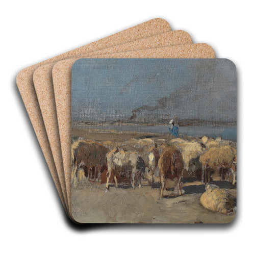 Schafherde am Abend by Eugen Jettel Art Drink Coaster set