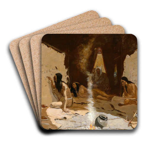 Historians of the Tribe by Frederic Remington Art Drink Coaster set