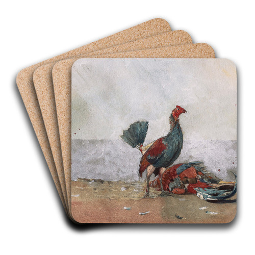 The Cock Fight by Winslow Homer Art Drink Coaster set The Cock Fight by Winslow Homer Art Drink Coaster set