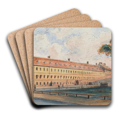 Die Salzgries-Kaserne by Emil Htter Art Drink Coaster set
