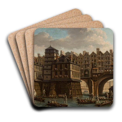 La joute des mariniers, entre le pont Notre-Dame et le pont au Change by Nicolas Jean-Baptiste Raguenet Art Drink Coaster set