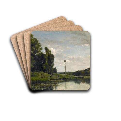 Banks of the Oise at Auvers by Charles Franois Daubigny Drink Coasters - set of 4