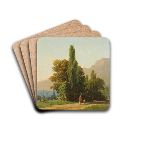 View Of Ai-Petri, Crimea by Petr Petrovich Vereshchagin Drink Coasters - set of 4 View Of Ai-Petri, Crimea by Petr Petrovich Vereshchagin Drink Coasters - set of 4