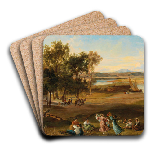 An idyllic southern landscape by Josef Hoffmann Art Drink Coaster set