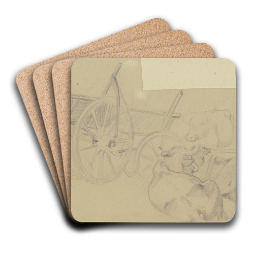 Studienblatt; Wagen mit drei Khen by Teutwart Schmitson Art Drink Coaster set
