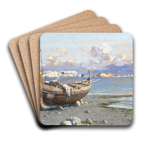 The Bay of Naples by Giuseppe Carelli Art Drink Coaster set