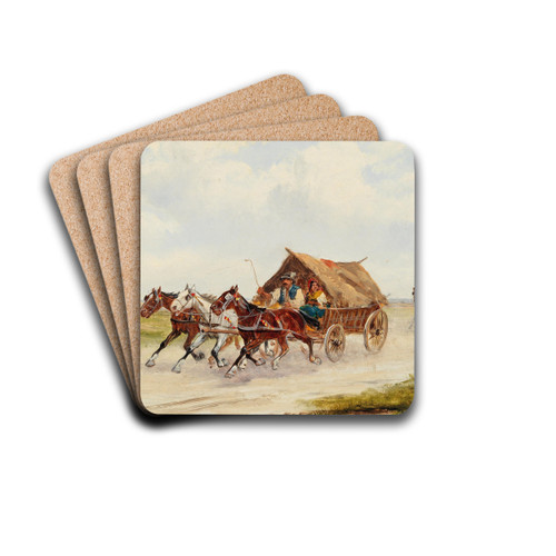 Partie auf der Landstrae by Alfred Steinacker Drink Coasters - set of 4 Partie auf der Landstrae by Alfred Steinacker Drink Coasters - set of 4