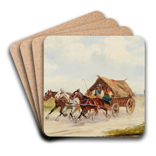 Partie auf der Landstrae by Alfred Steinacker Art Drink Coaster set Partie auf der Landstrae by Alfred Steinacker Art Drink Coaster set