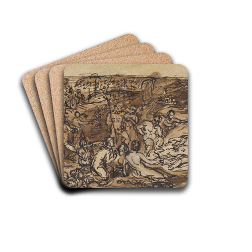 Figure Studies of a Group of People in a Wooded Clearing by Robert Smirke Drink Coasters - set of 4