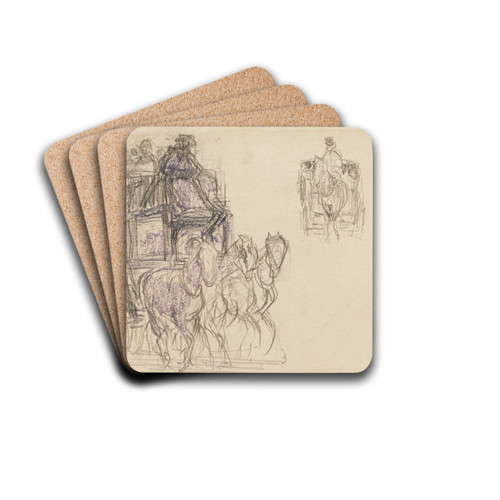 Omnibus et fiacres by Frdric Houbron Drink Coasters - set of 4 Omnibus et fiacres by Frdric Houbron Drink Coasters - set of 4