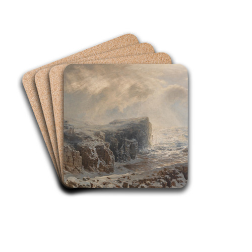 Schneesturm an einer nordischen Kste by August Schaeffer von Wienwald Drink Coasters - set of 4 Schneesturm an einer nordischen Kste by August Schaeffer von Wienwald Drink Coasters - set of 4
