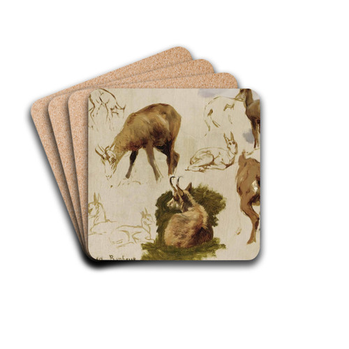 Studies Of An Isard by Rosa Bonheur Drink Coasters - set of 4