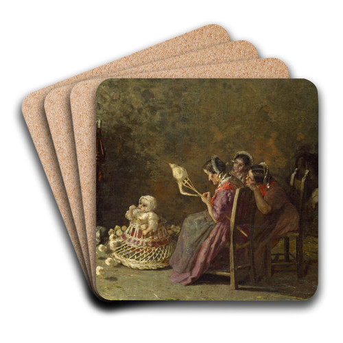 Bagpipers of Brianza by Giovanni Segantini Art Drink Coaster set