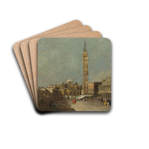 Venice, A View OfPiazza San Marco Looking EastTowards The Basilica by Francesco Guardi Drink Coasters - set of 4