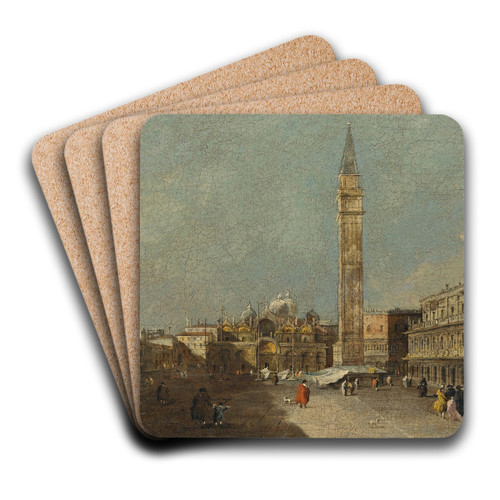 Venice, A View OfPiazza San Marco Looking EastTowards The Basilica by Francesco Guardi Art Drink Coaster set
