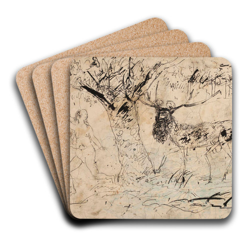 Scene in Paradise by Tadeusz Makowski Art Drink Coaster set Scene in Paradise by Tadeusz Makowski Art Drink Coaster set