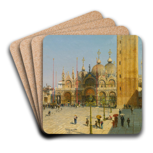 Piazza San Marco by Ercole Calvi Art Drink Coaster set