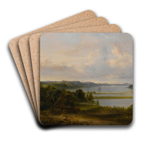View On The Hudson Near Tivoli by Thomas Doughty Art Drink Coaster set