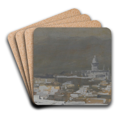 Moonlight, Tetuan, Morocco by Sir John Lavery Art Drink Coaster set Moonlight, Tetuan, Morocco by Sir John Lavery Art Drink Coaster set